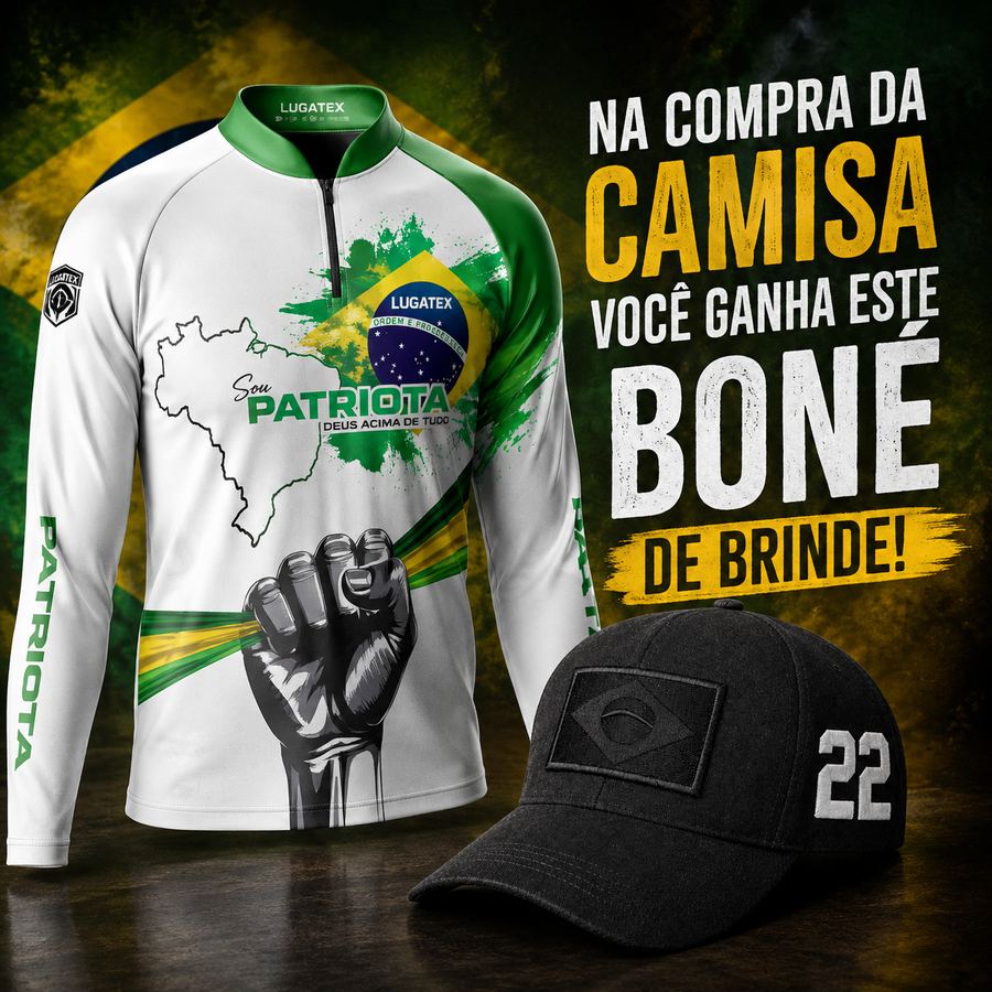 Camisa Sou Patriota e boné de brinde na compra
